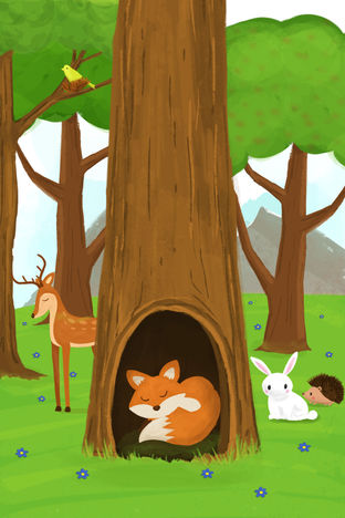 Scene from the children's book Alacalı The Fox made by digital painting.