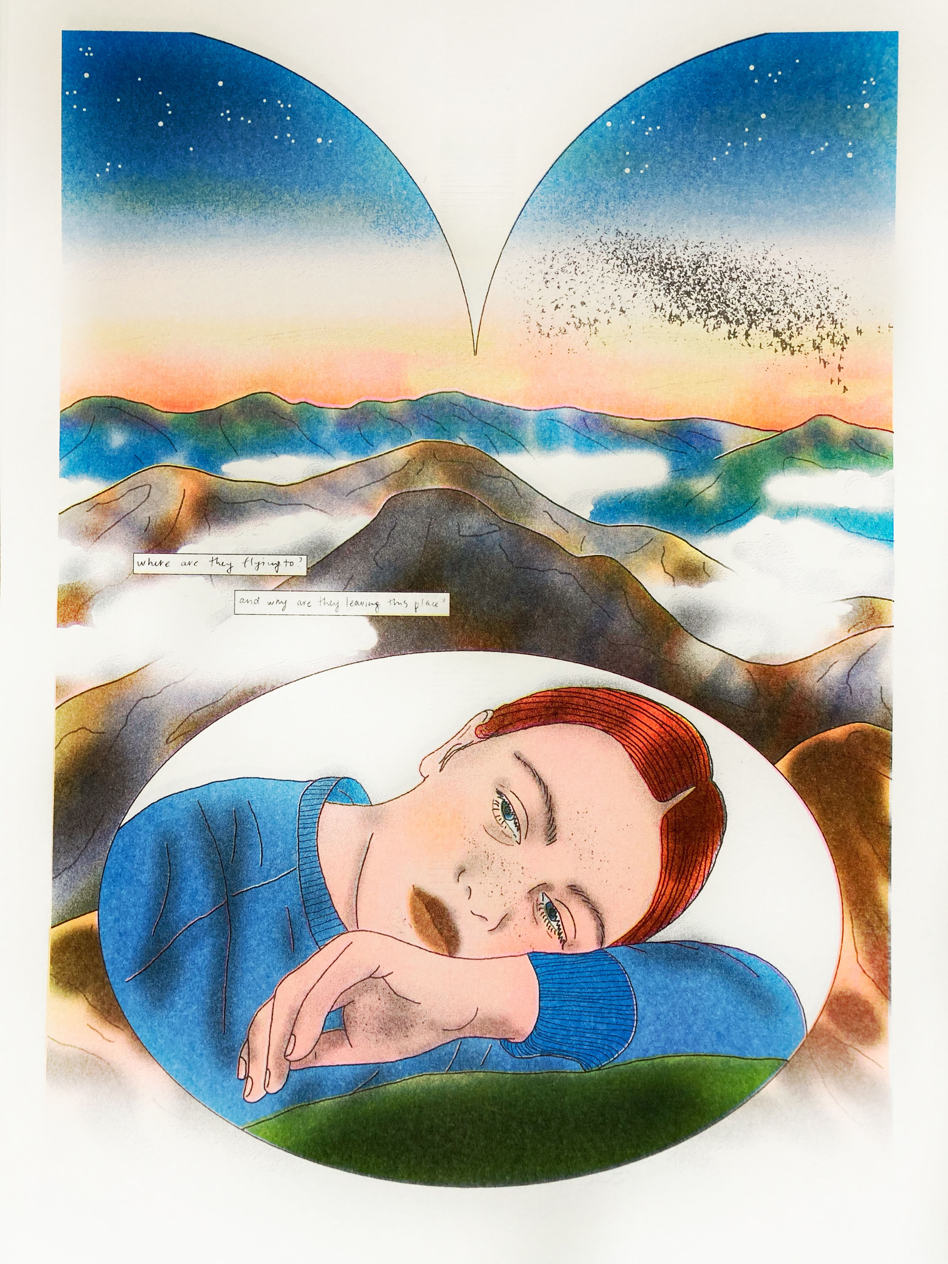 A3 riso print - montagnes