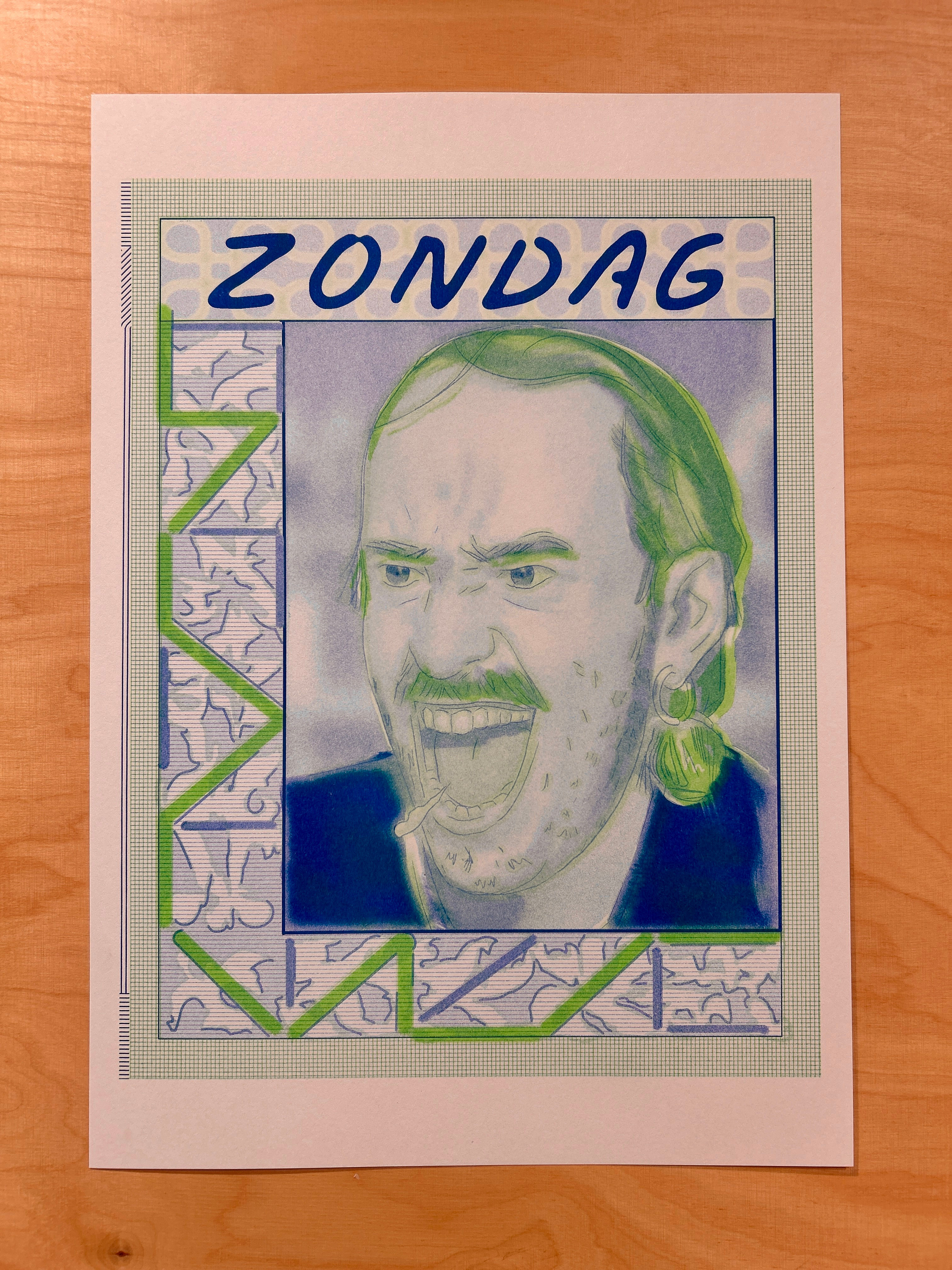 Riso print - ‘Sunday’ Olivier Schrauwen 2