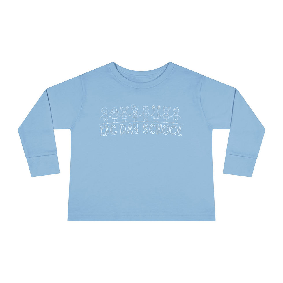 Thumbnail: Toddler Long Sleeve Tee | White Graphic, Dancing Kids, IPC Day School