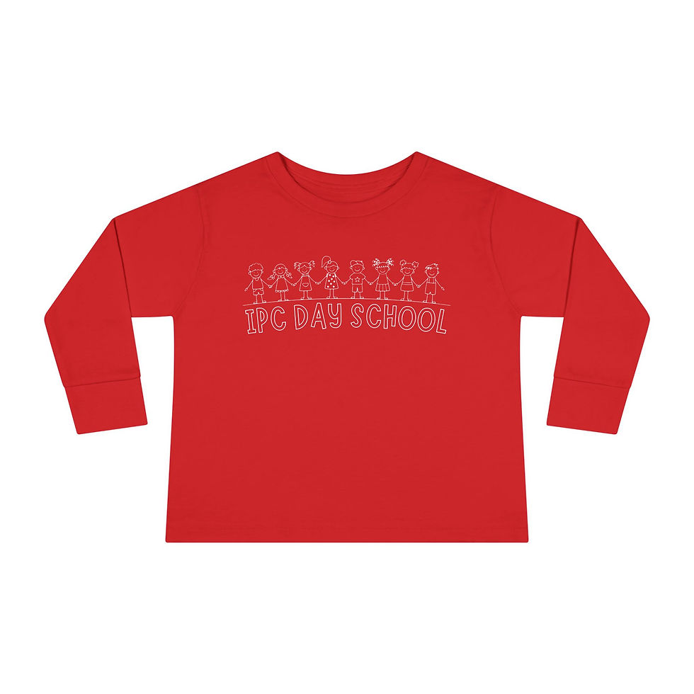 Thumbnail: Toddler Long Sleeve Tee | White Graphic, Dancing Kids, IPC Day School