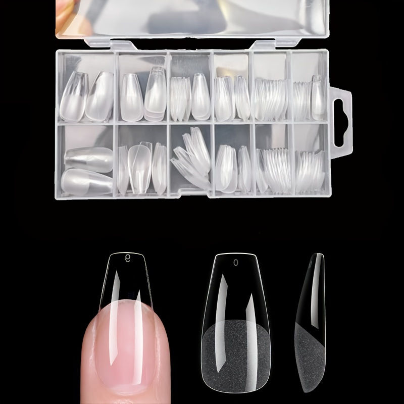 Thumbnail: 120Pcs Full Cover Press On Nail Tips Stiletto Almond Square Coffin French