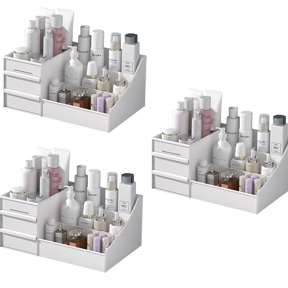 Thumbnail: 1pc White New Drawer Makeup Storage Box Dormitory Finishing Plastic Shelf