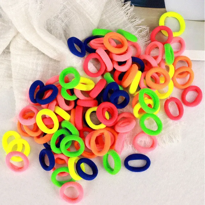 Thumbnail: 200PCS Women Girls Colorful Nylon Elastic Hair Bands Ponytail Hold Small Hair