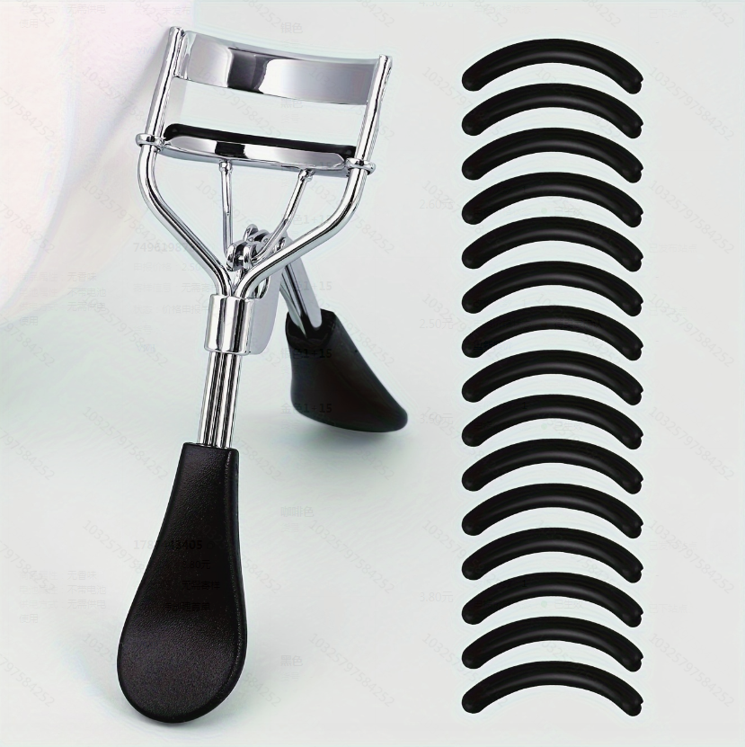 Thumbnail: Portable Eyelash Curler with 15 Silicone Pads and Stainless Steel Eyelash