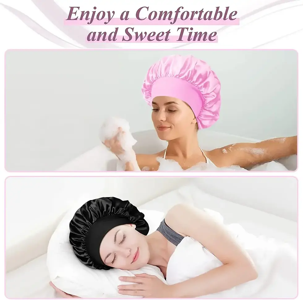 Thumbnail: 1pcs Soft Silk Satin Lined Bonnet Large Satin Hair Bonnet Household Sleep Shower