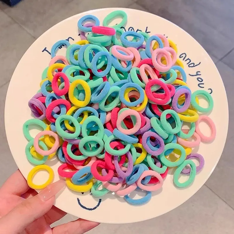 Thumbnail: 200PCS Women Girls Colorful Nylon Elastic Hair Bands Ponytail Hold Small Hair