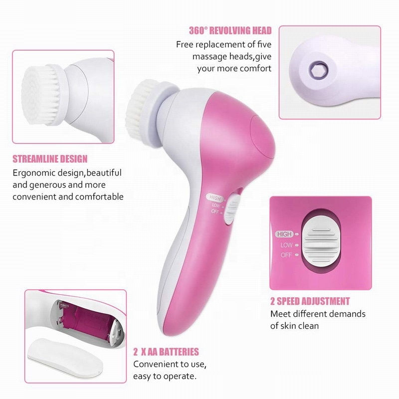 Thumbnail: Electric Facial Cleaner 5 IN 1 Face Cleansing Brush Wash Machine Spa Skin Care
