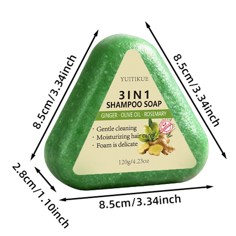 Thumbnail: Yuitikue 3-in-1 Ginger Shampoo Soap, 120g with Olive Oil & Rosemary, Gentle Clea