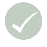 Green circle with white checkmark symbol, confirming validation.