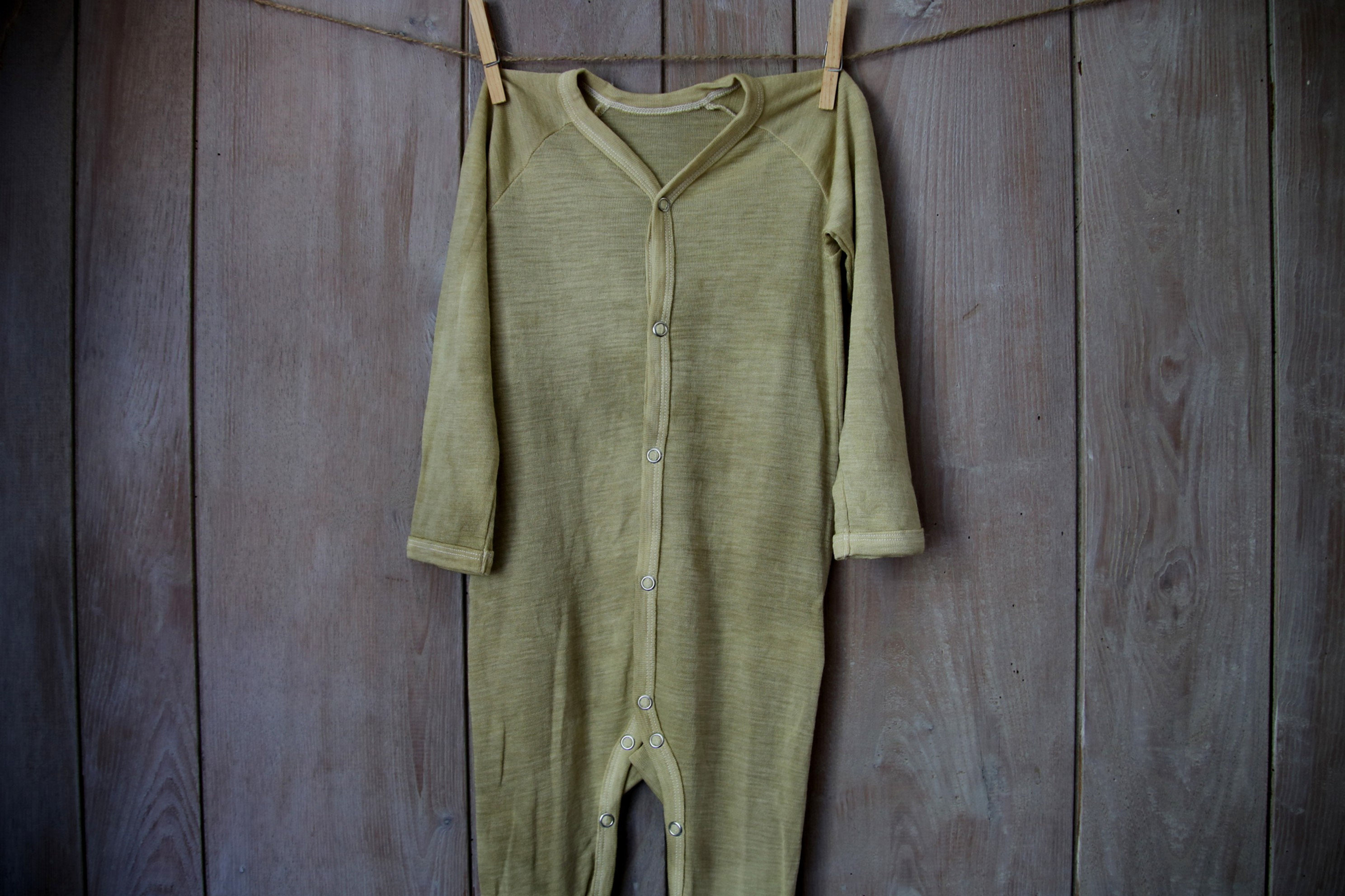 12-24 months organic wool + silk footies | wild fennel