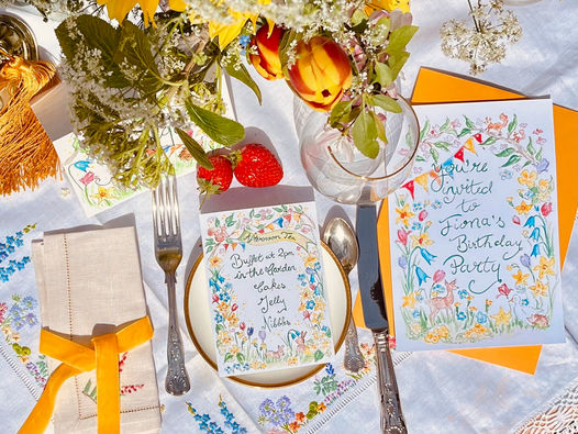 invites and menus themed spring hand drawn