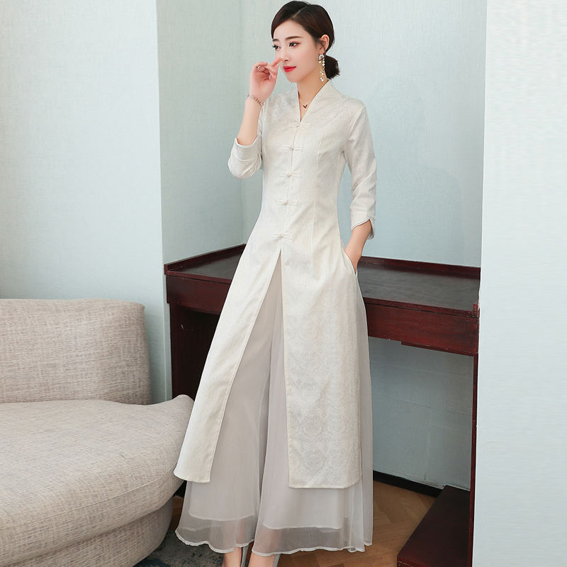 Miniatura: Retro Cotton Linen Qipao Dress with Seven-Point Sleeves