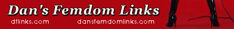 Dan's Femdom Links Banner with whip and latex black stiletto thigh high boots