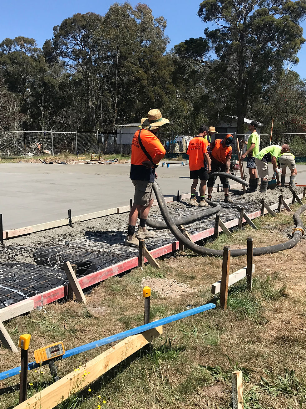 Laying the new concrete slab