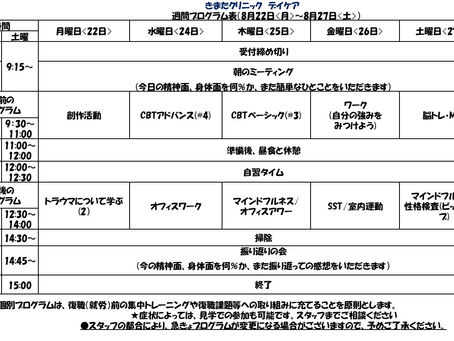 デイケアプログラム(R4.8.22-8.27)