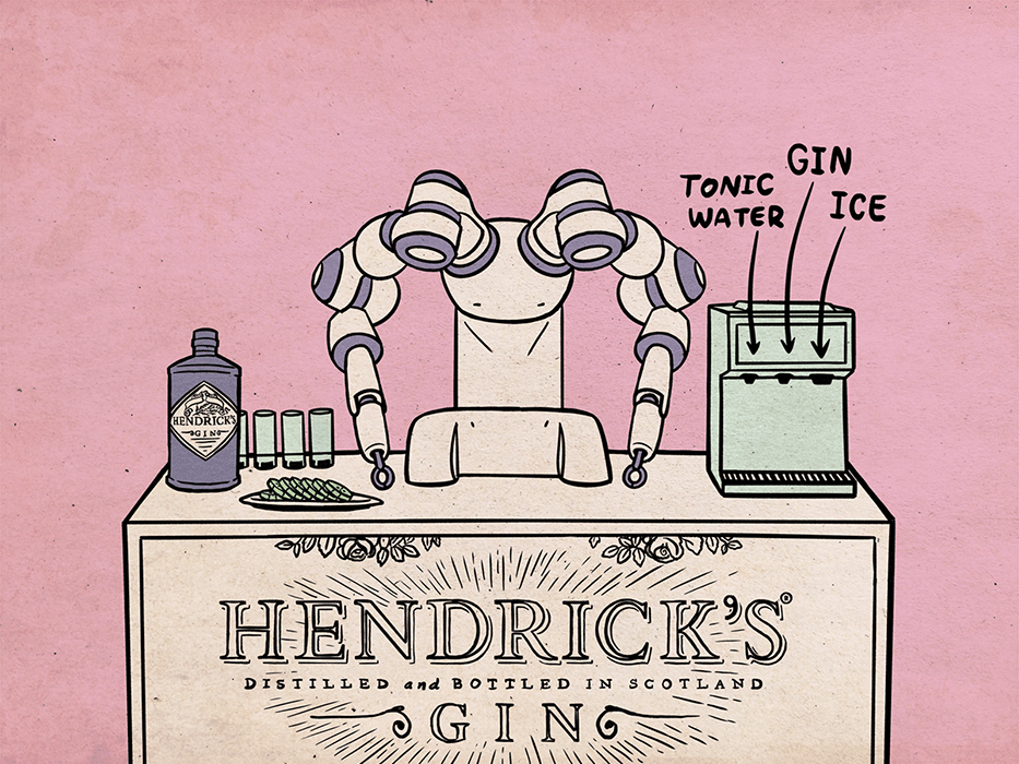 The robot is ready to prepare the drink