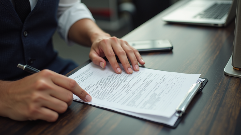 High angle view of a consumer filing a complaint form at a customer service desk