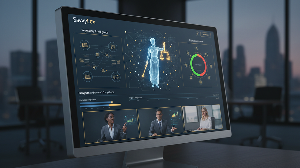 Close-up view of a computer screen showing AI-driven compliance analytics dashboard