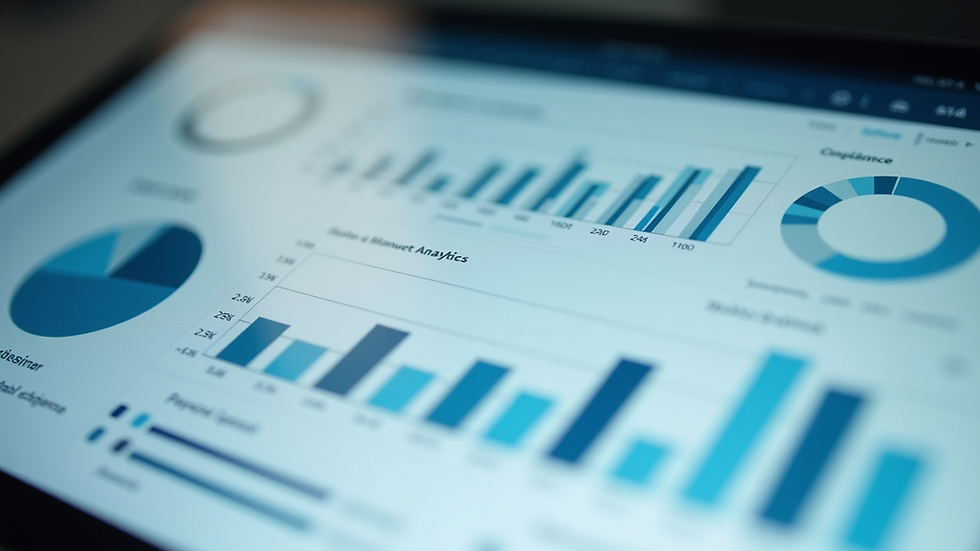 Close-up view of a digital dashboard showing contract analytics and compliance metrics