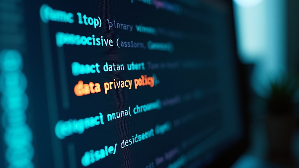 Eye-level view of a computer monitor displaying data privacy policy