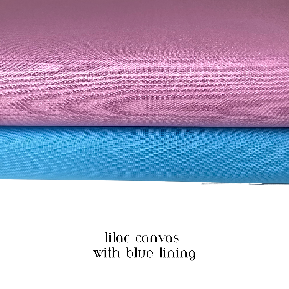 lilac canvas blue lining