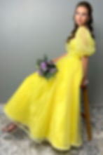 Thumbnail: Yellow dress decorated with pearls and sequins