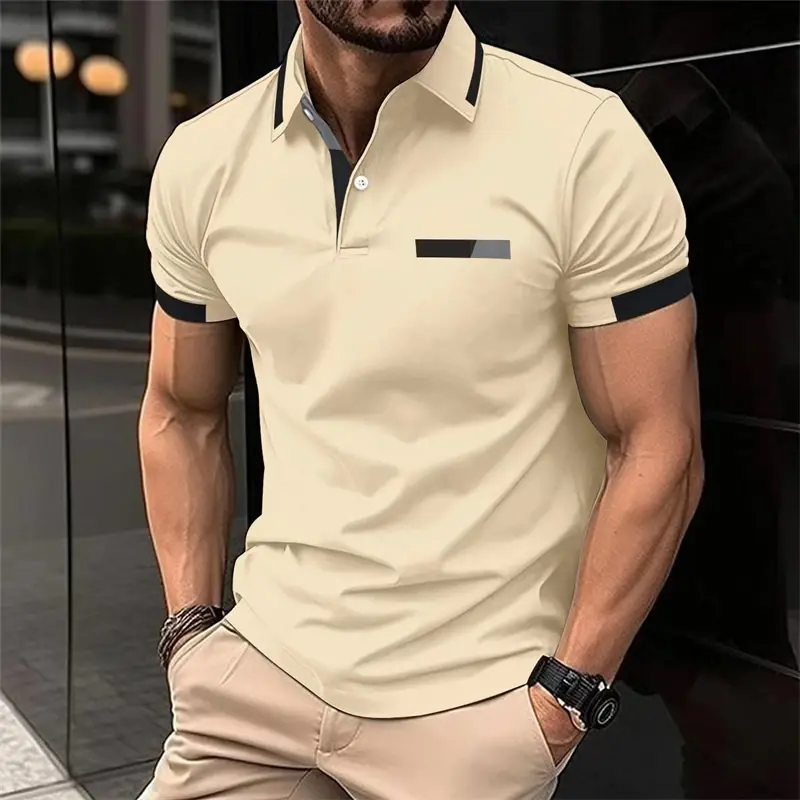 Miniatura: Camiseta esportiva casual masculina, elástica, de manga curta, para academia e c