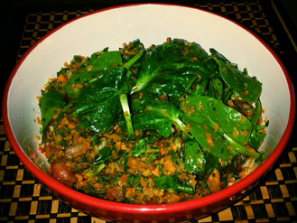 Awesome Mint & Spinach Thai Style Salad with Shredded Coconut Curry Chicken