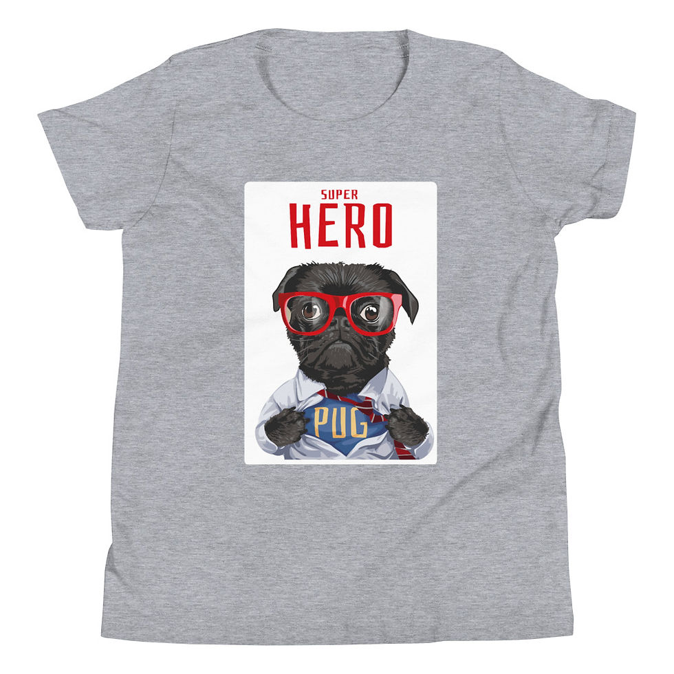 Thumbnail: Super Hero Pug Youth Short Sleeve T-Shirt