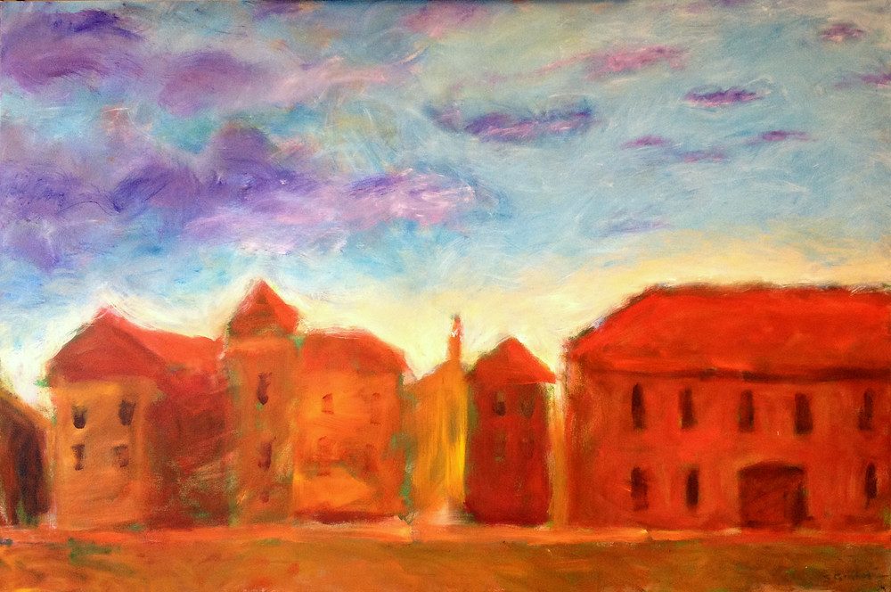 Dubrovnik at sunset. Painting by Sophie Grillet This is the place where Game of Thrones was filmed.