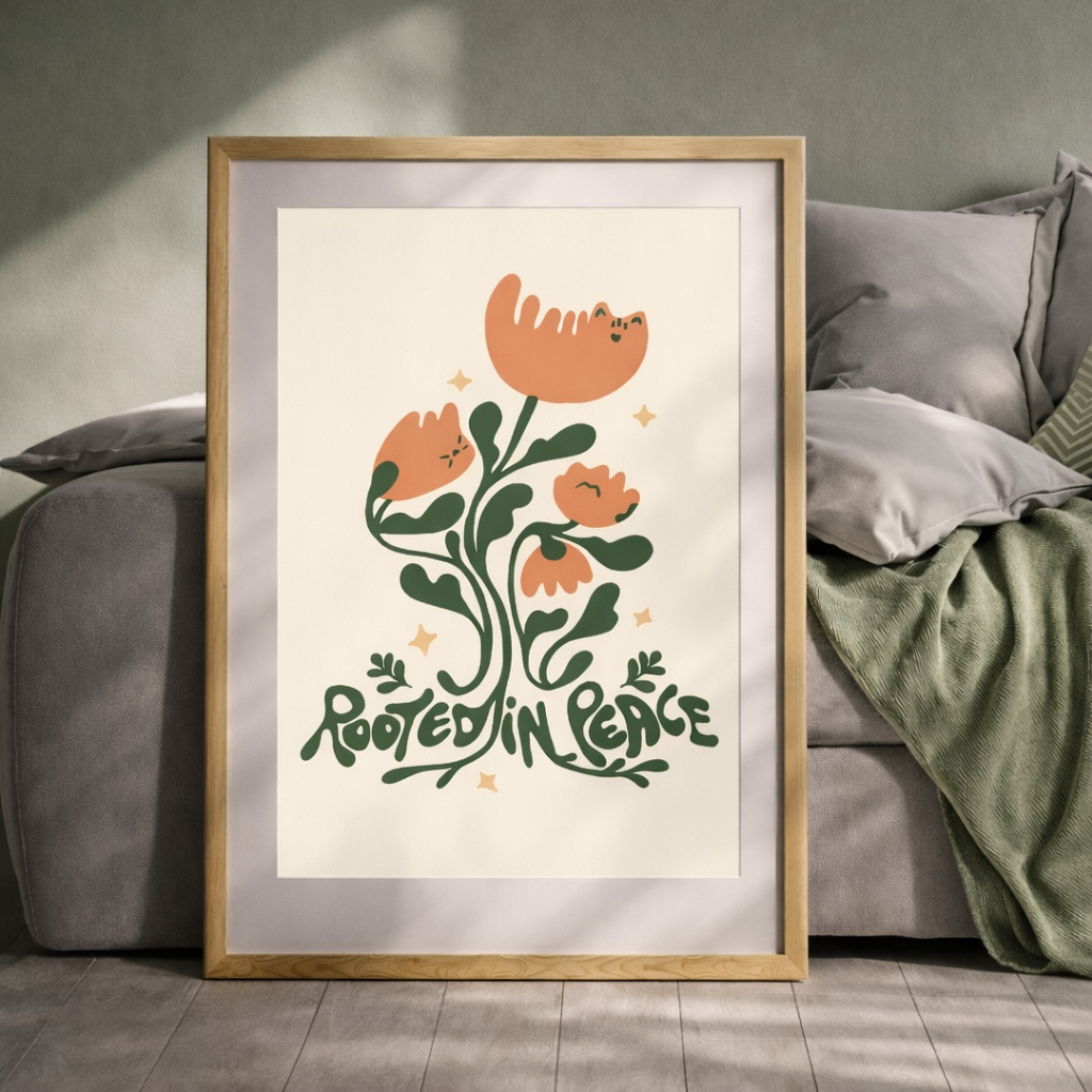 Rooted in Peace Botanical Wall Art | Positive Mental Health Print