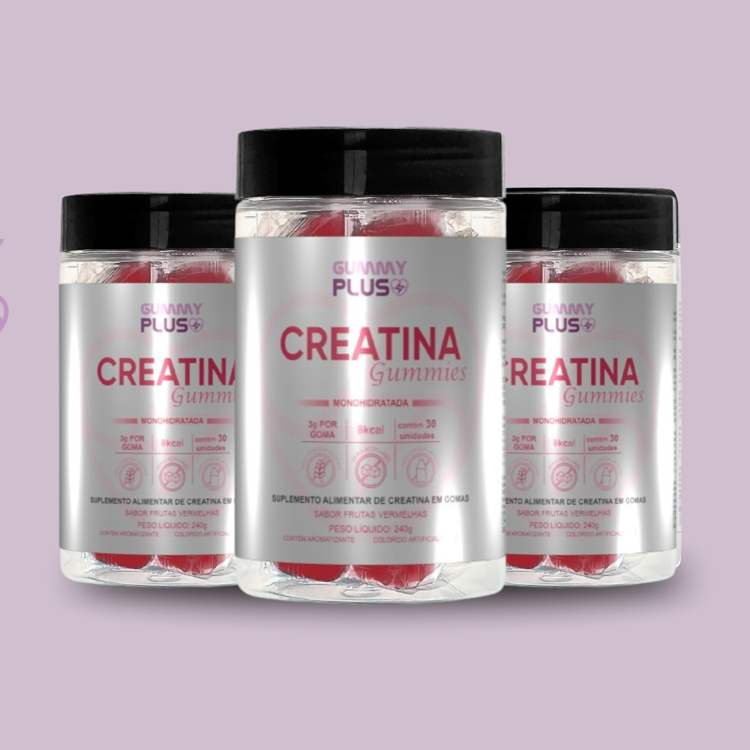 3 CREATINAS EM GOMA FRUTAS VERMELHAS