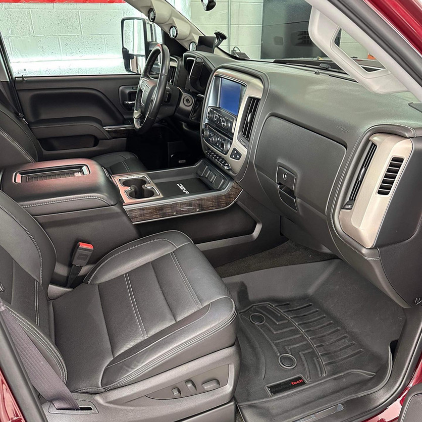 Duramax truck interior, black leather seats