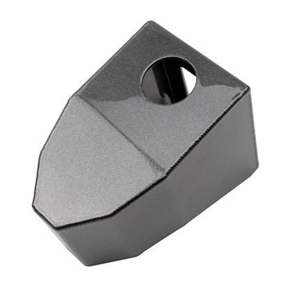 Dark gray metal component with round hole