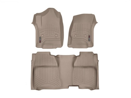 Beige custom-fit car floor mat set