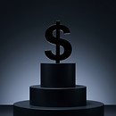Metal podium with dollar symbol cgi grap