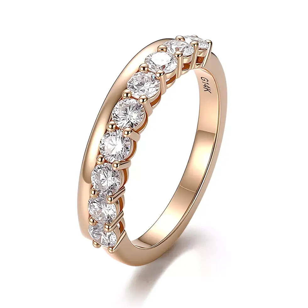 Round brilliant diamond wedding band with smooth metal underside