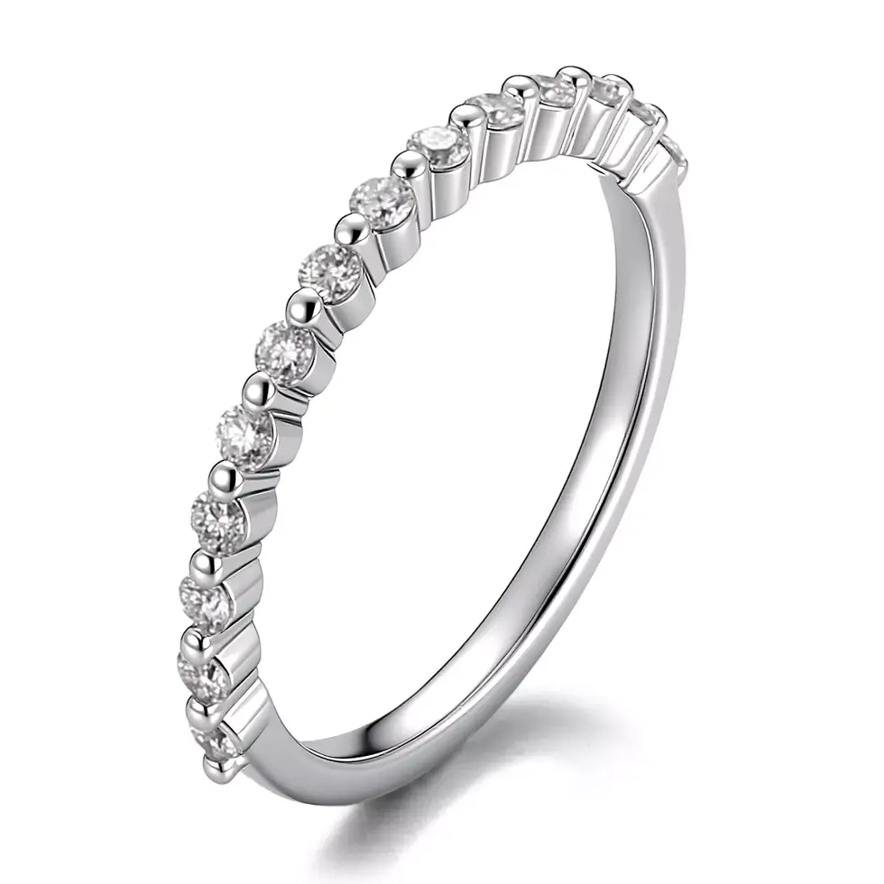 Slim round diamond half eternity band in white gold