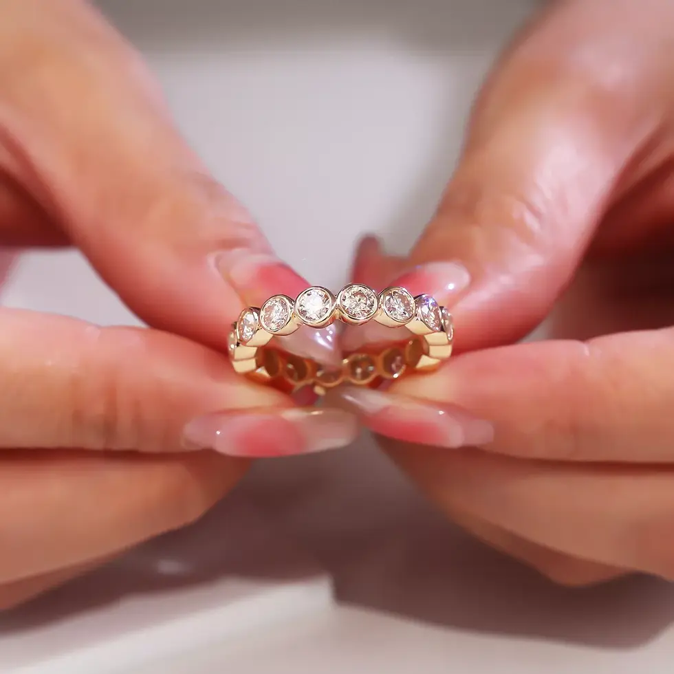 Full circle bezel set diamond wedding band