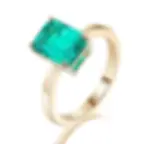Emerald cut lab-grown Colombian emerald ring in yellow gold
