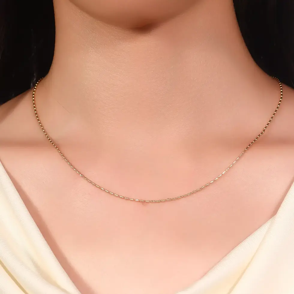 beaded gold adjustable chain necklace in 18k gold