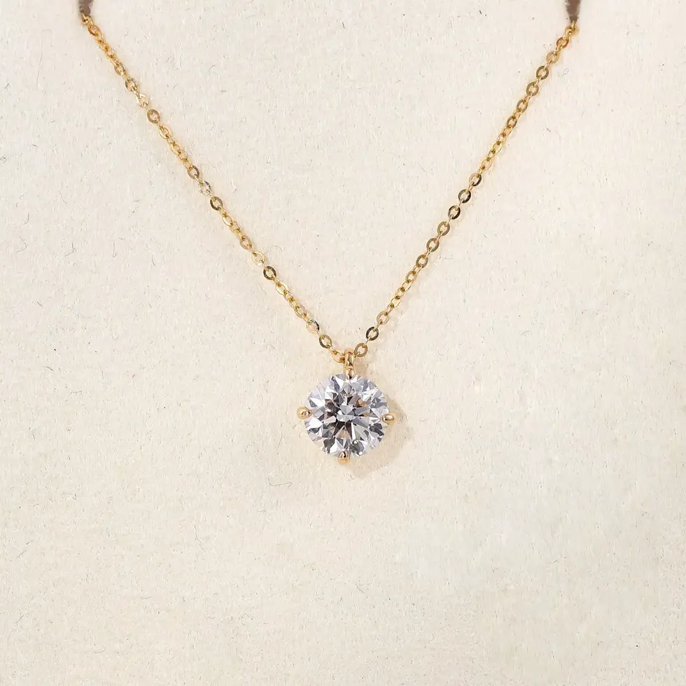 18k gold solitaire diamond pendant close up