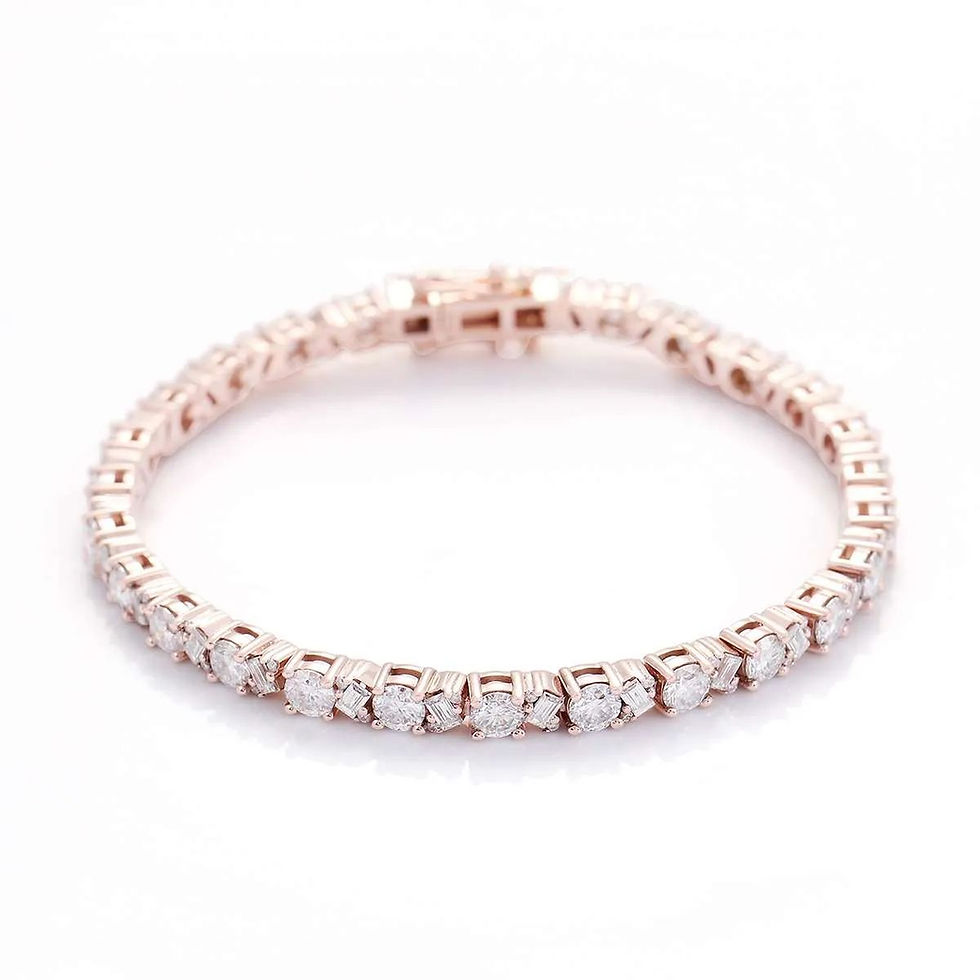 14K gold mixed-cut diamond tennis bracelet