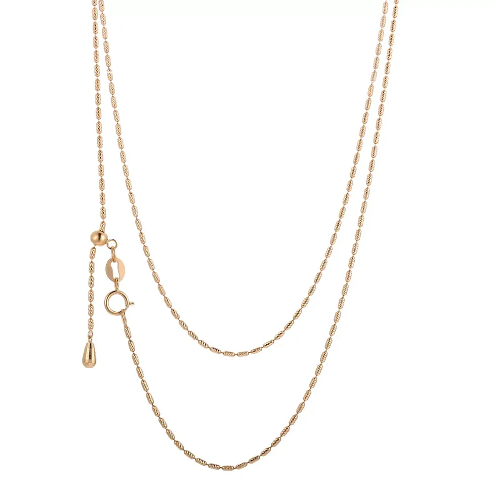 14k gold beaded chain necklace with slider clasp