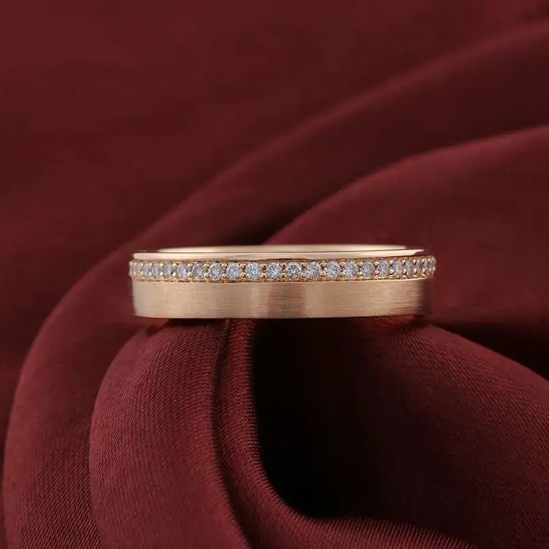 Matte gold diamond band with pavé inlay, 0.49 carat total weight
