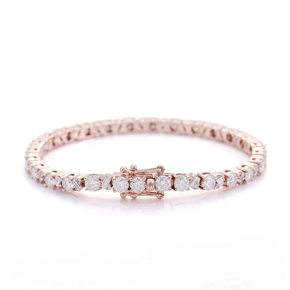 14K gold mixed-cut diamond tennis bracelet