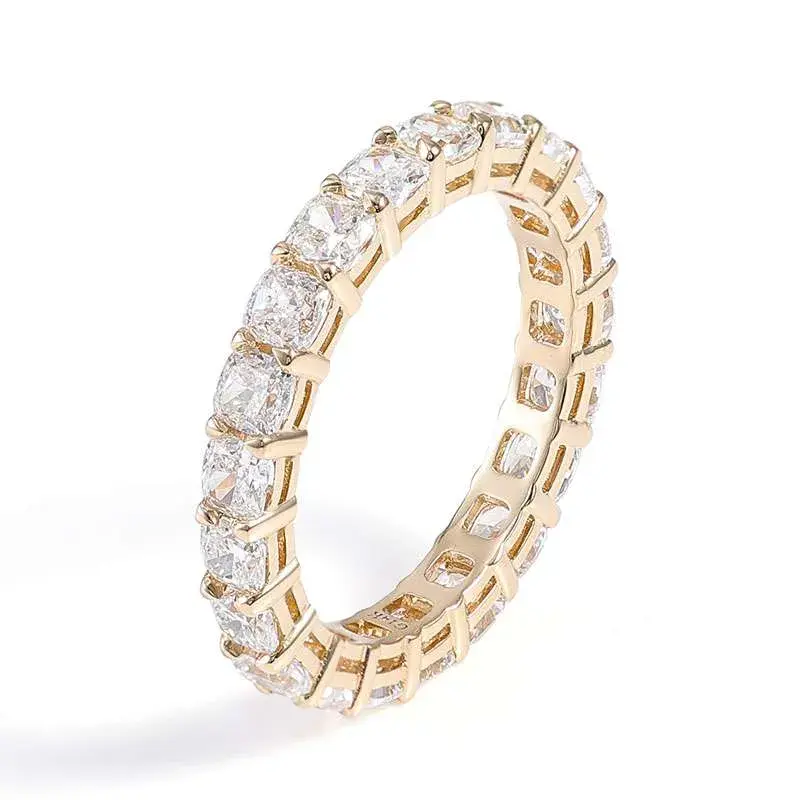 Cushion cut lab diamond eternity ring side profile