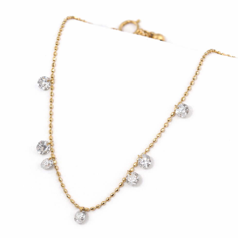 3mm round diamond bracelet adjustable gold chain