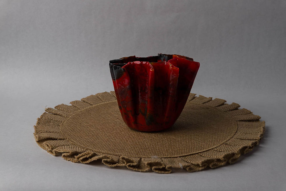 Thumbnail: Black & red sculpted vase